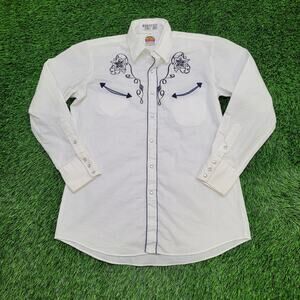 Vintage 80s Western Hippie Shirt M/L 16 21x32 Smile-Pocket Miller Miller Miller